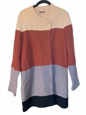 Cullen Colorblock Wool Blend Asymmetrical Snap Cardigan Small